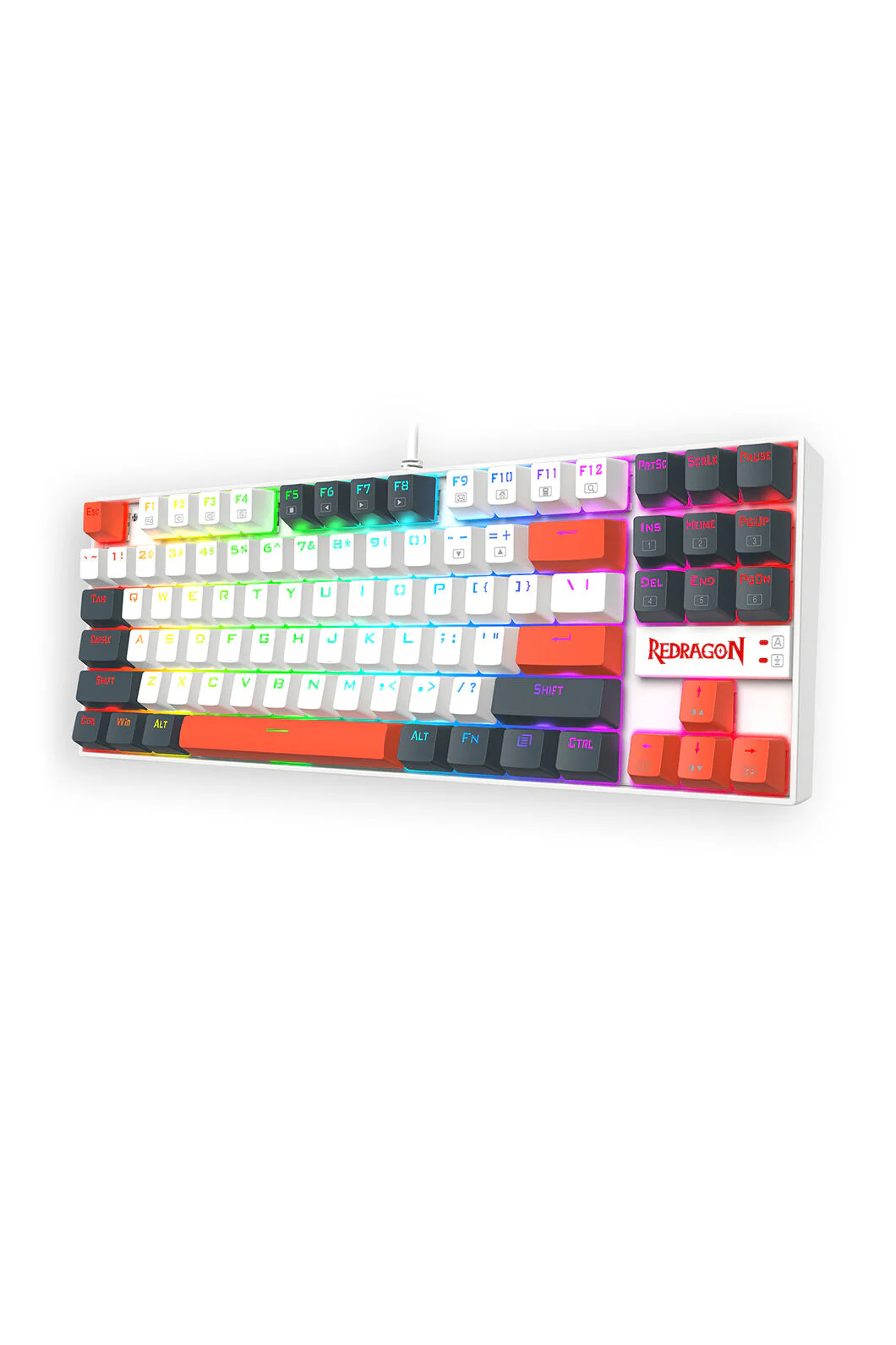 Redragon K552WLR-RGB Kumara Wired Mechanical Keyboard - White/Orange - Image 2