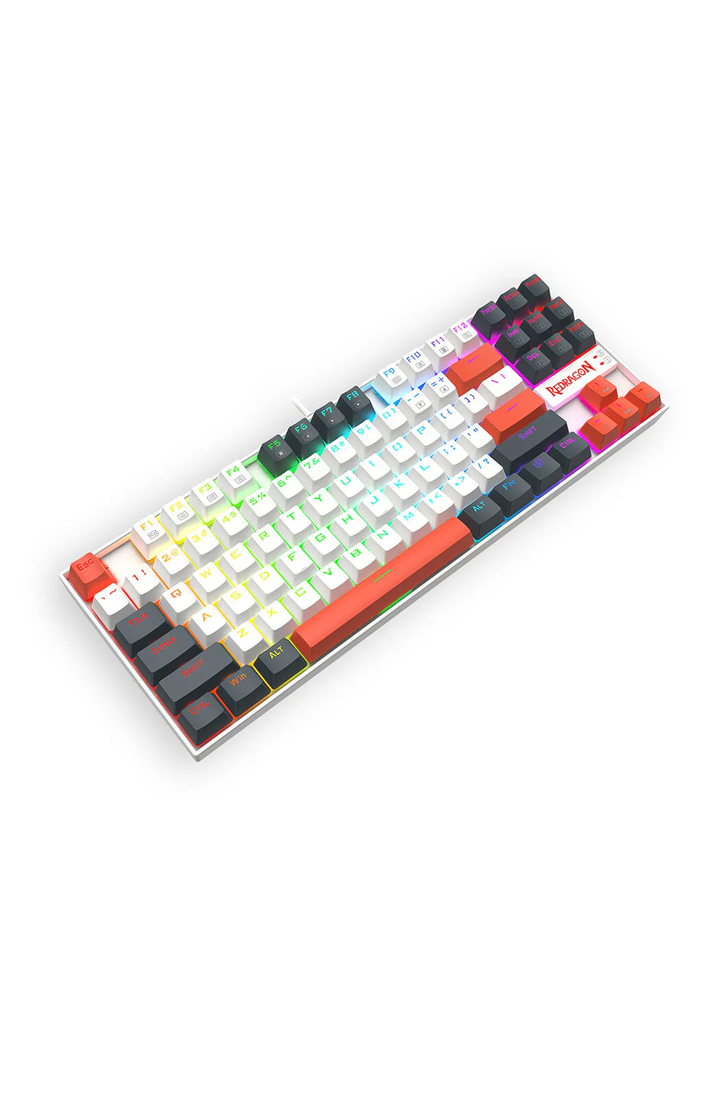 Redragon K552WLR-RGB Kumara Wired Mechanical Keyboard - White/Orange - Image 3
