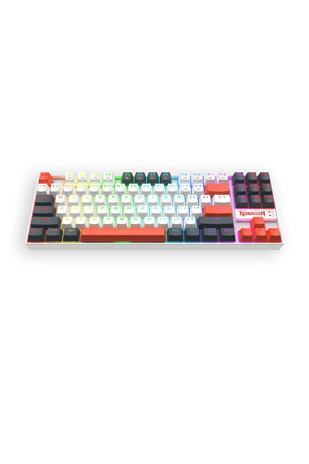 Redragon K552WLR-RGB Kumara Wired Mechanical Keyboard - White/Orange - Image 4