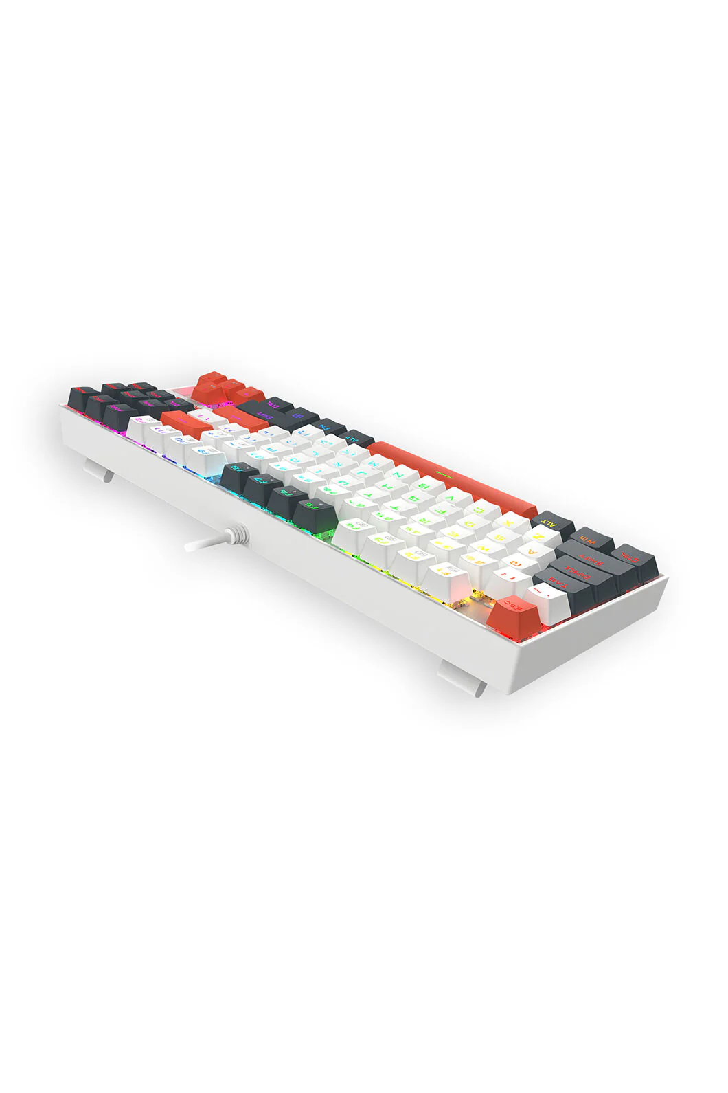 Redragon K552WLR-RGB Kumara Wired Mechanical Keyboard - White/Orange - Image 5