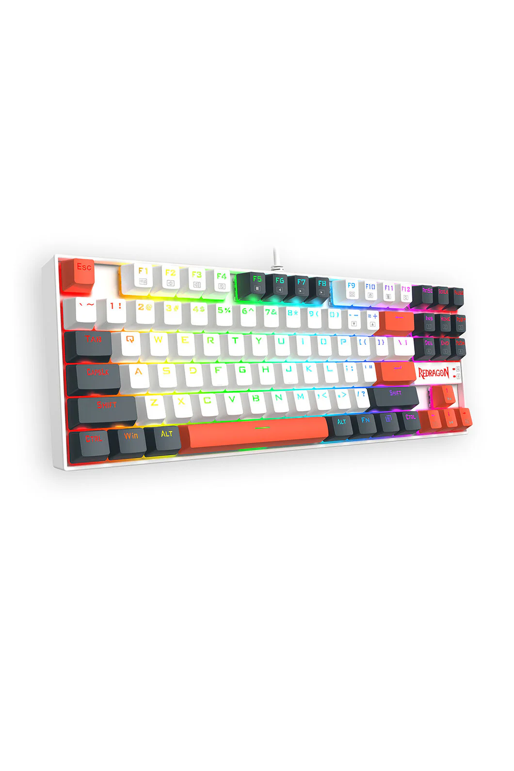Redragon K552WLR-RGB Kumara Wired Mechanical Keyboard - White/Orange - Image 6