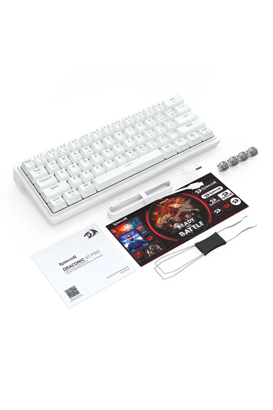 Redragon K730W RGB Pro Draconic V2 White 60% Gasket Wireless Mechanical Keyboard - Image 11