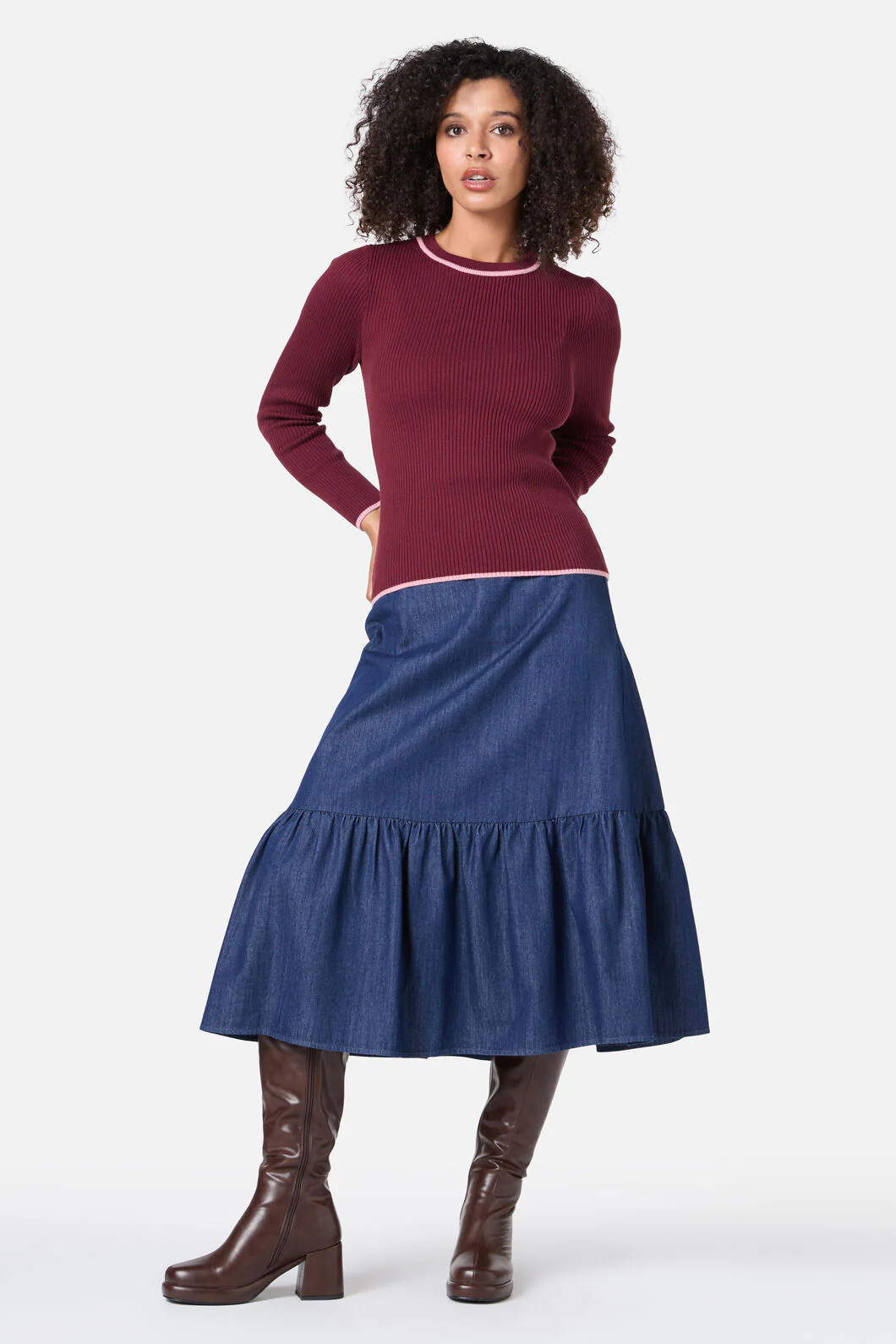 Kara Denim Midi Skirt - Image 3