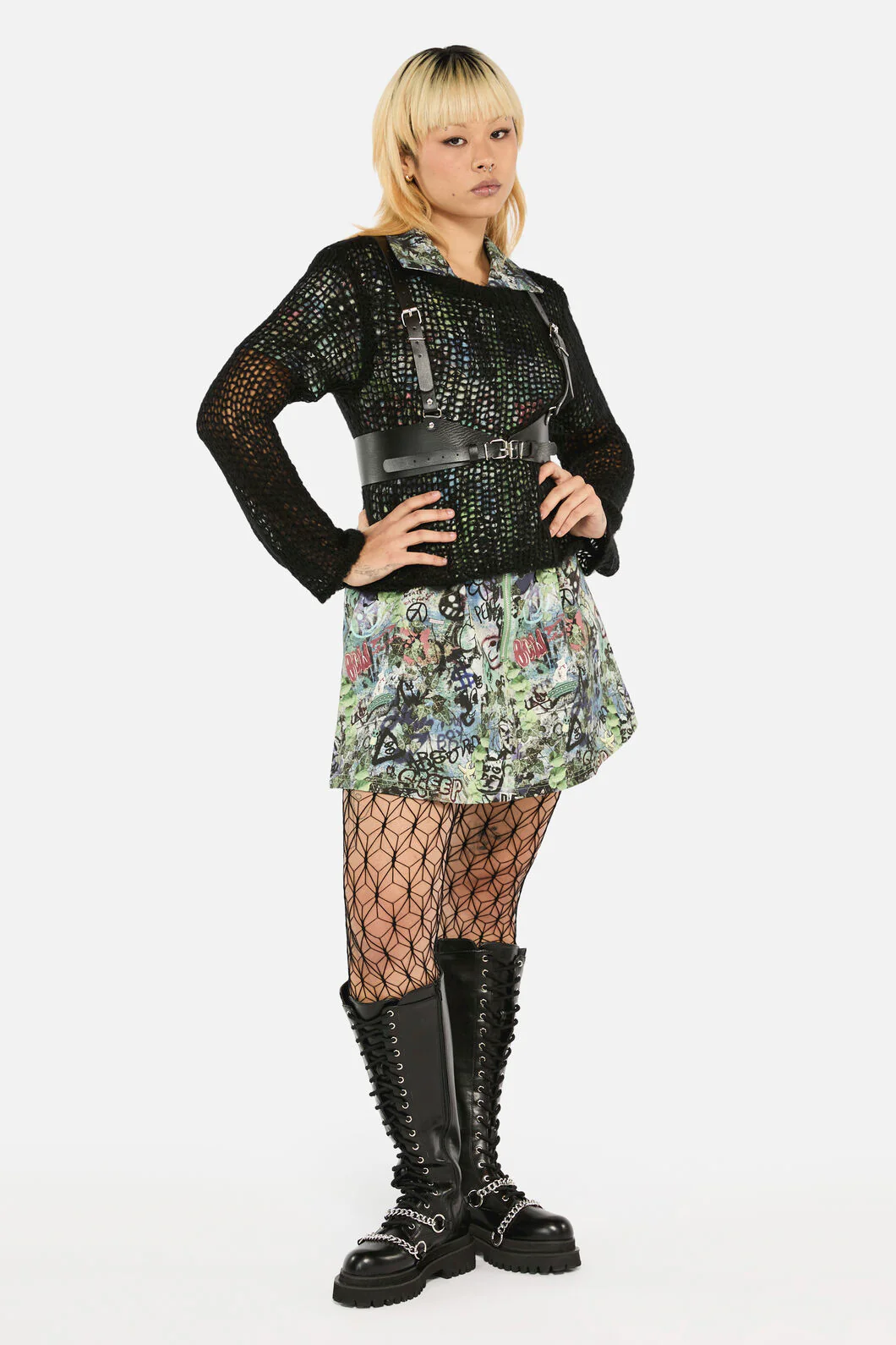 Laneway Zip Print SS Skater Dress - Image 7