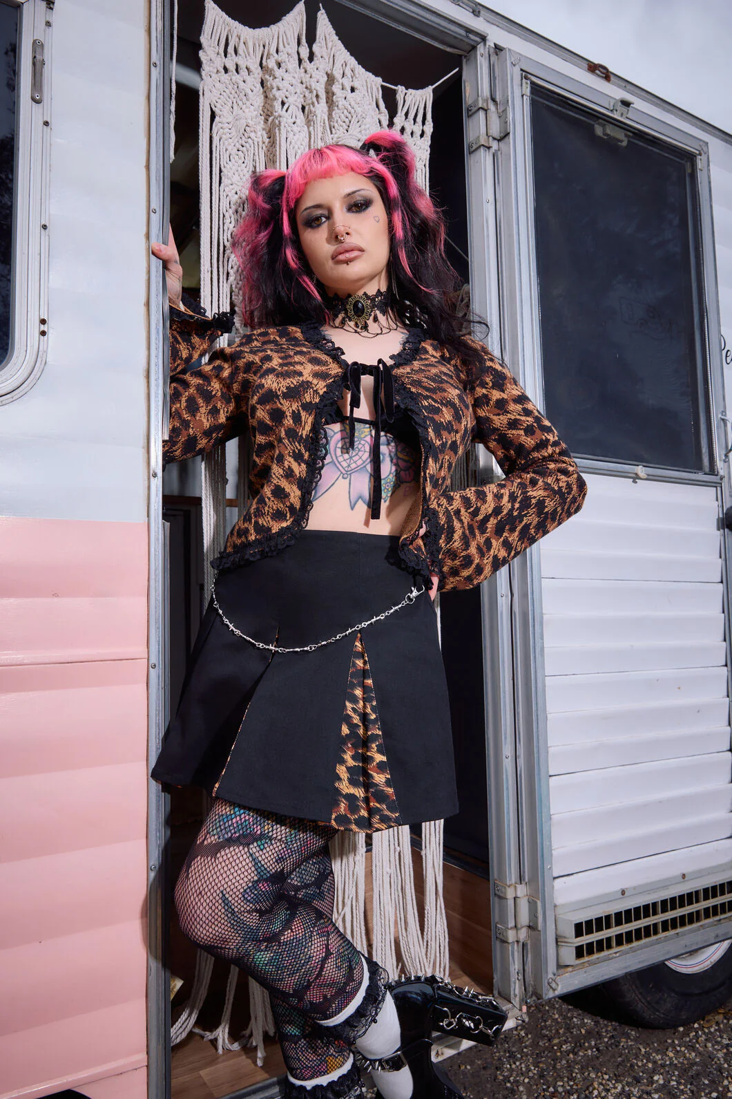 Leopard Tie Grunge Cardigan - Image 2