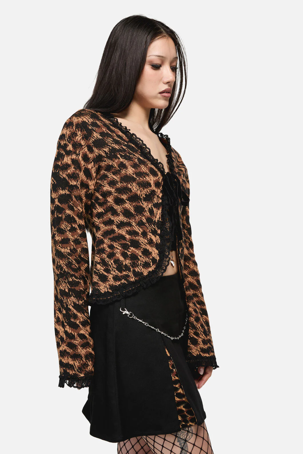 Leopard Tie Grunge Cardigan - Image 3