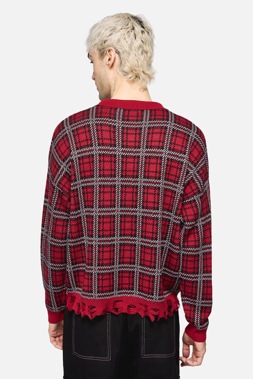 Louve Tartan Distressed Cardi - Image 3