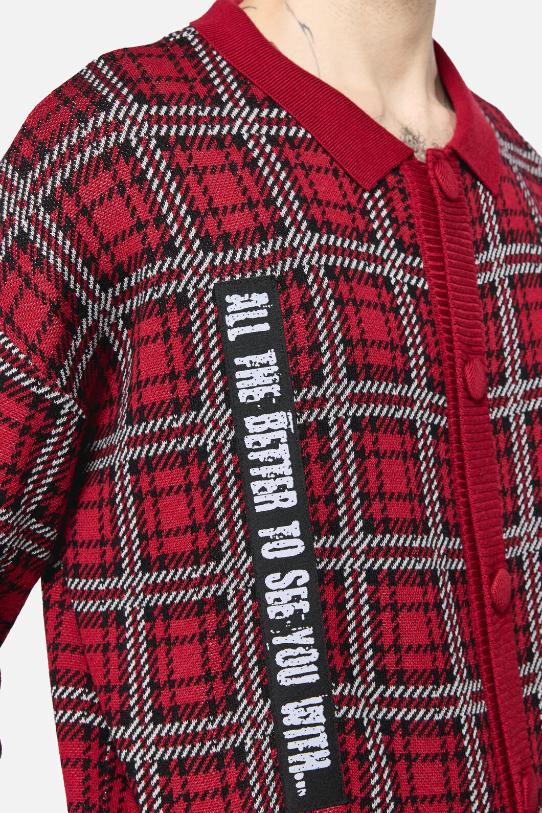 Louve Tartan Distressed Cardi - Image 6