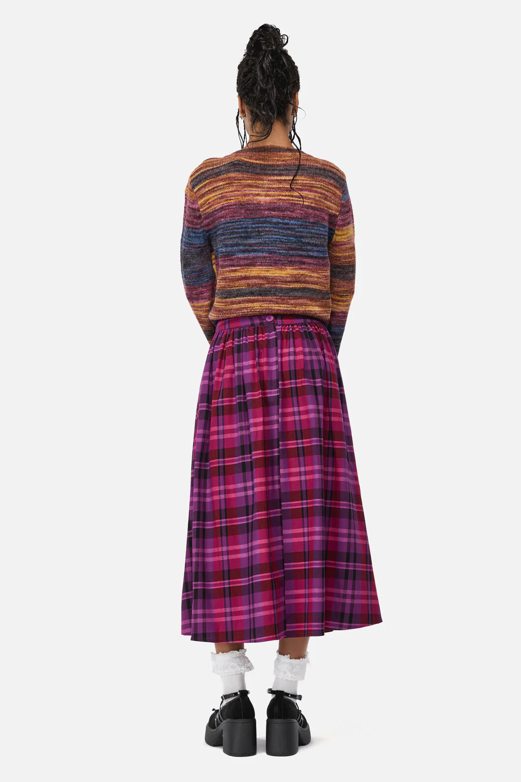 Luna Goth Tartan Midi Skirt - Image 4