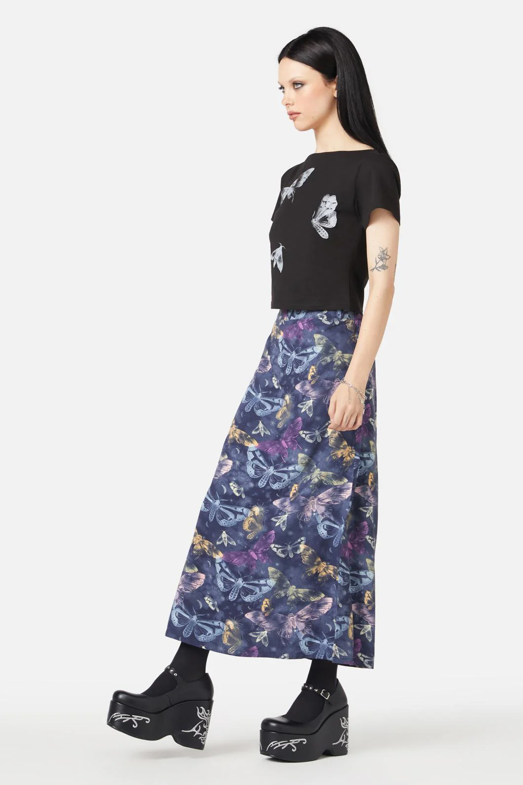 Lunar Moth Print Maxi Skirt - Image 3