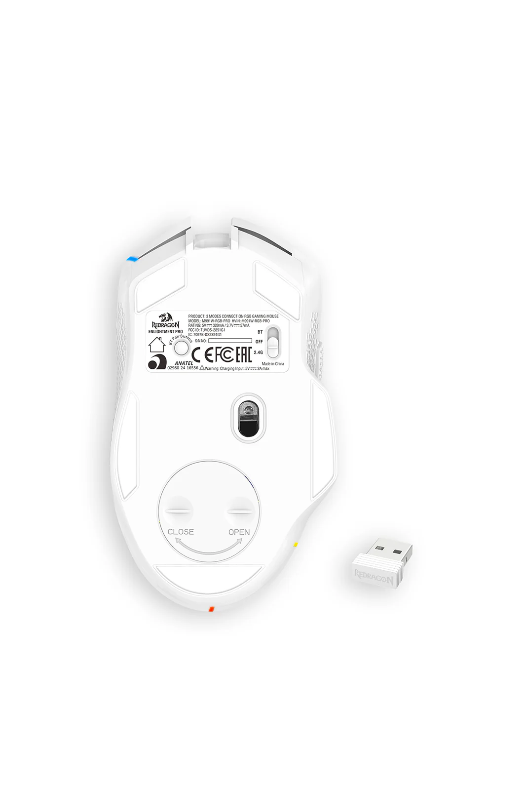 Redragon M991 White Tri-Mode Wireless 26K DPI Mechanical Gaming Mouse - Image 9