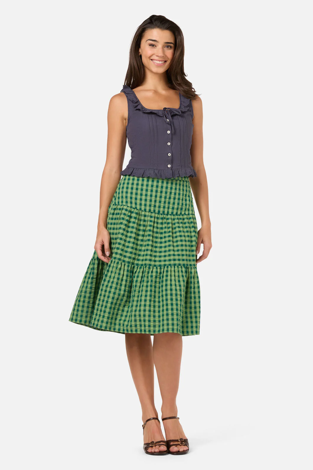 Margot Check Tiered Skirt