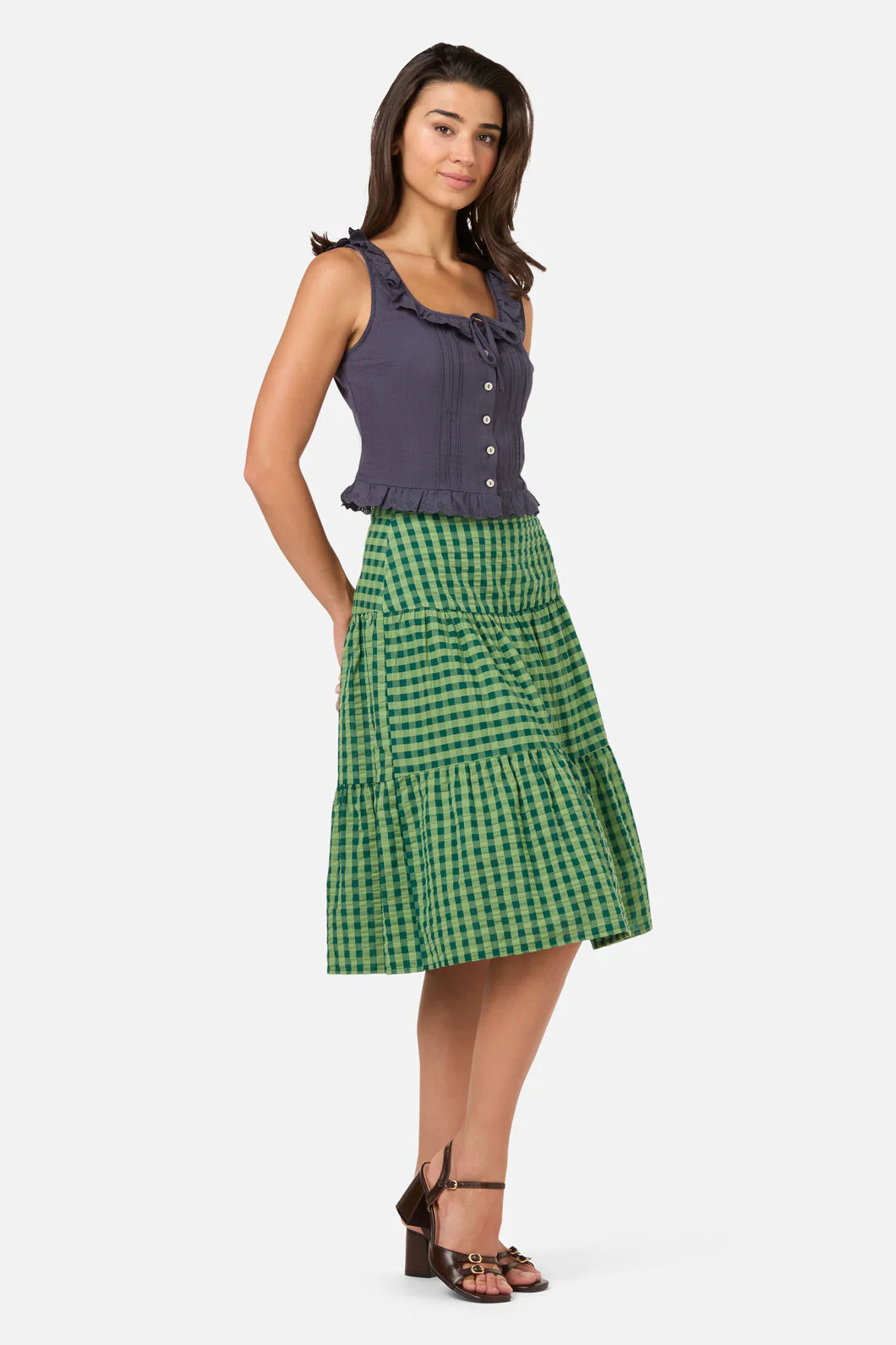 Margot Check Tiered Skirt - Image 3