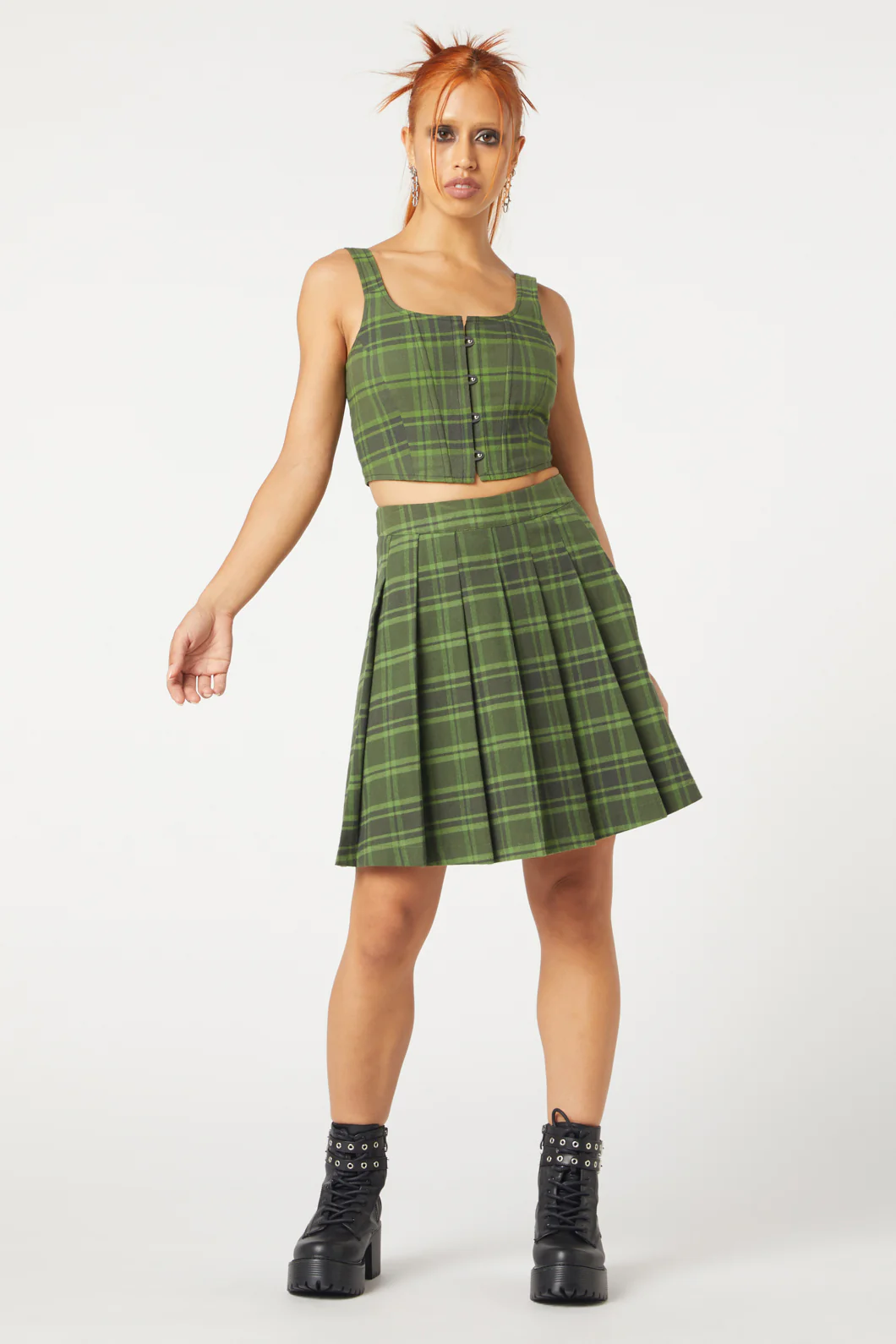 Meadow Tartan Pleated Skirt - Image 3