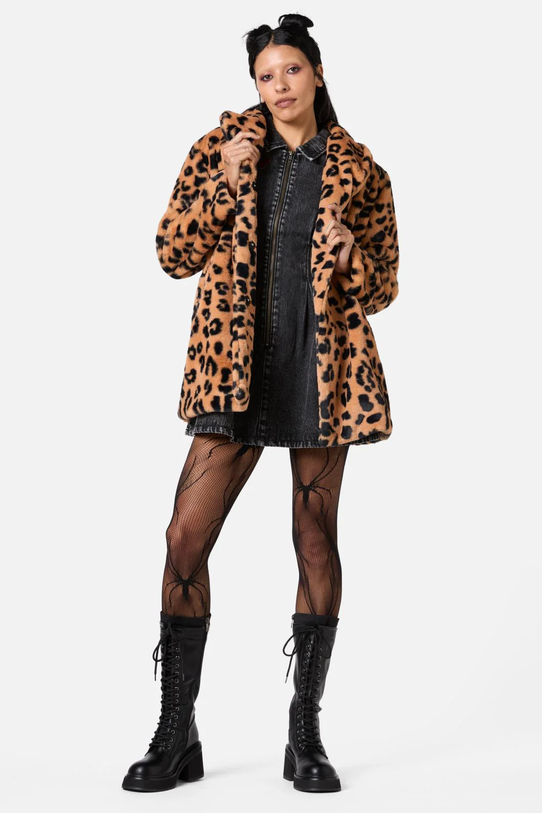 Moggy Faux Fur Leopard Coat - Image 5