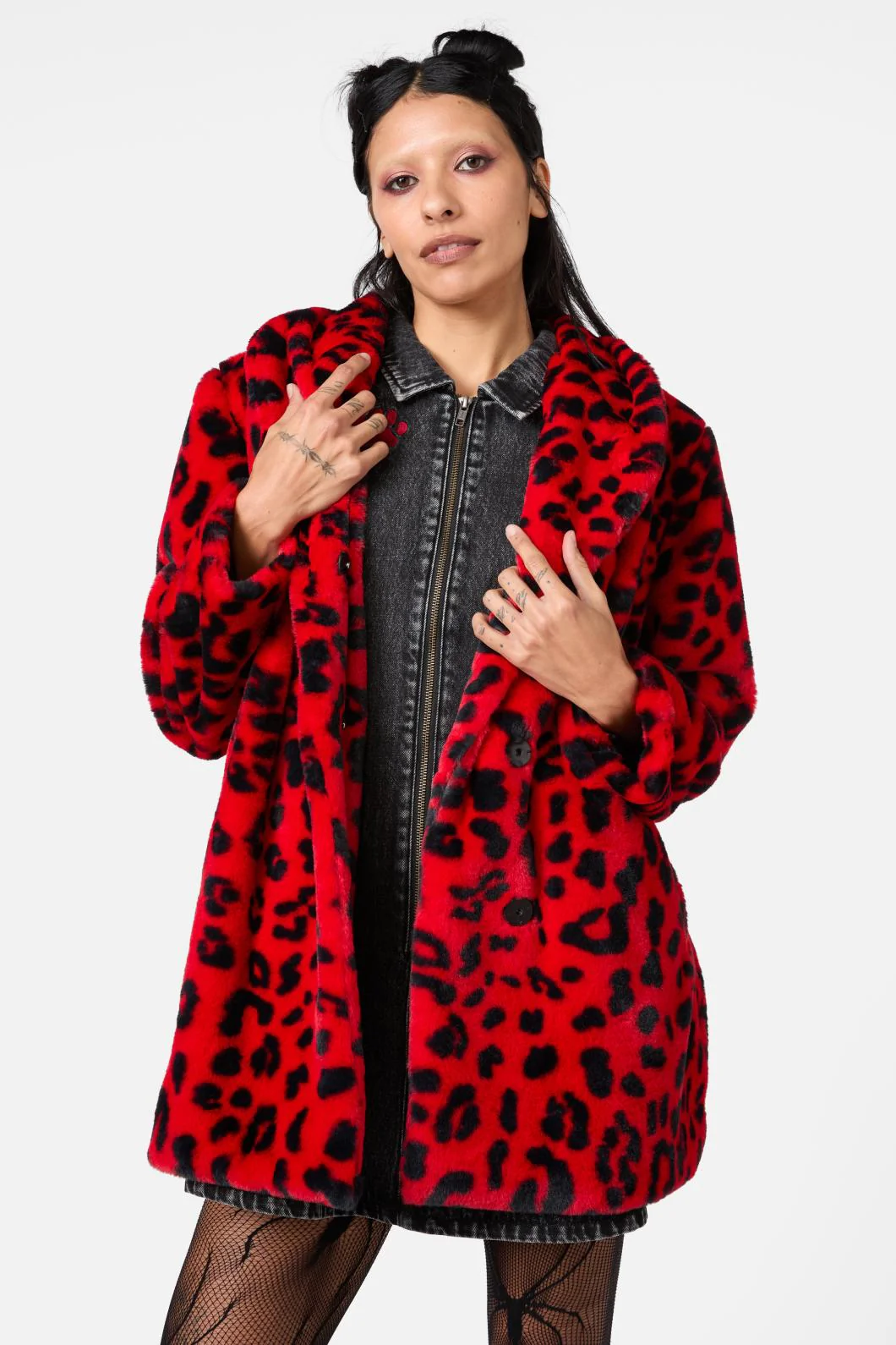 Moggy Faux Fur Leopard Coat - Image 9
