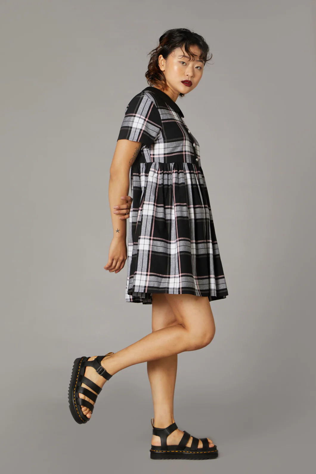 Nancy Pink Tartan Dress - Image 2