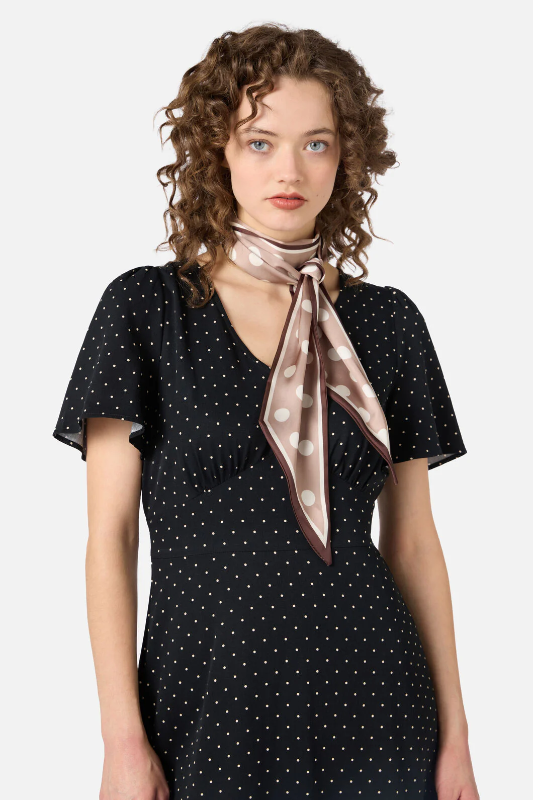 Narrow Spot Satin Scarf