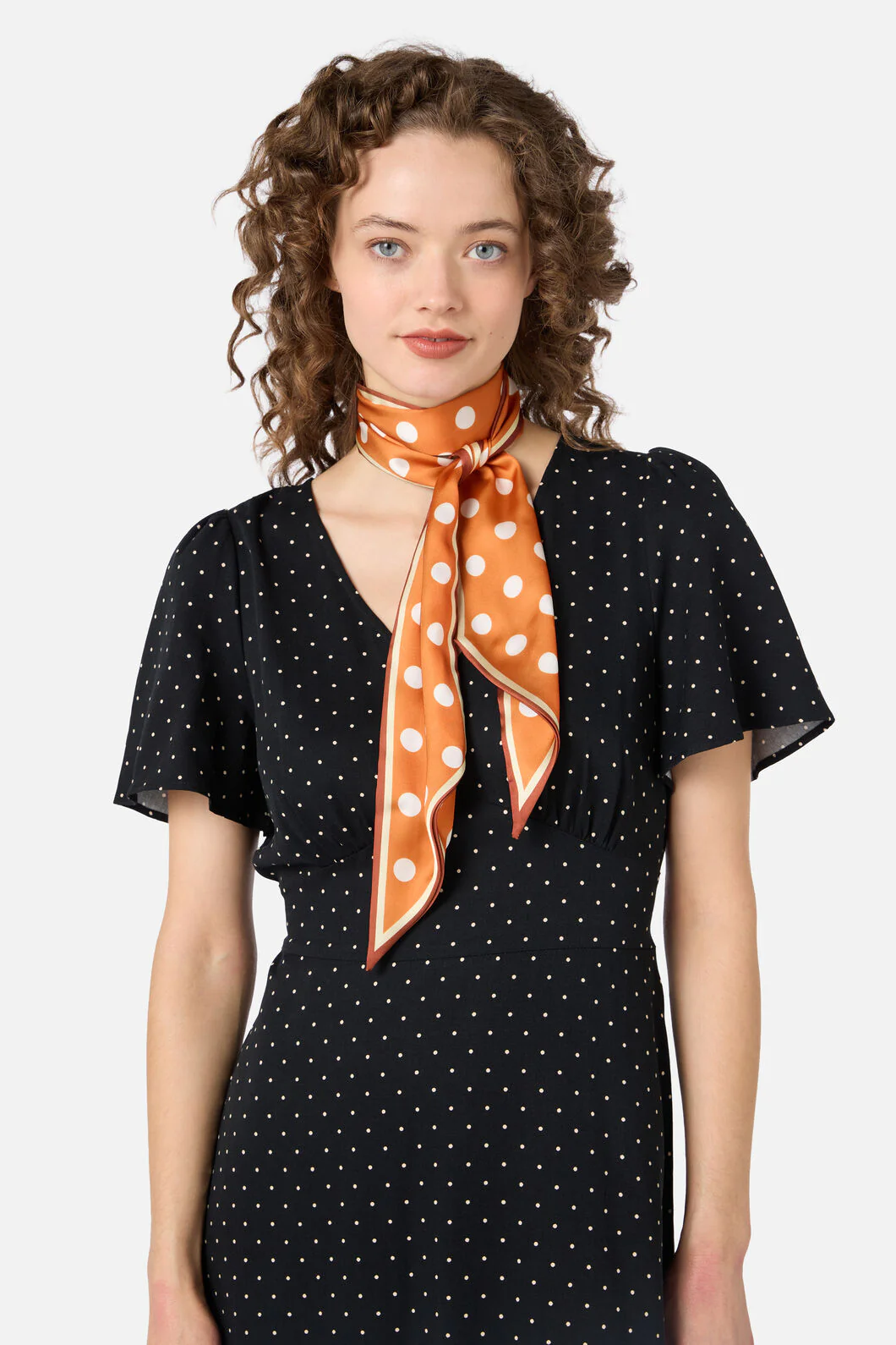 Narrow Spot Satin Scarf - Image 5