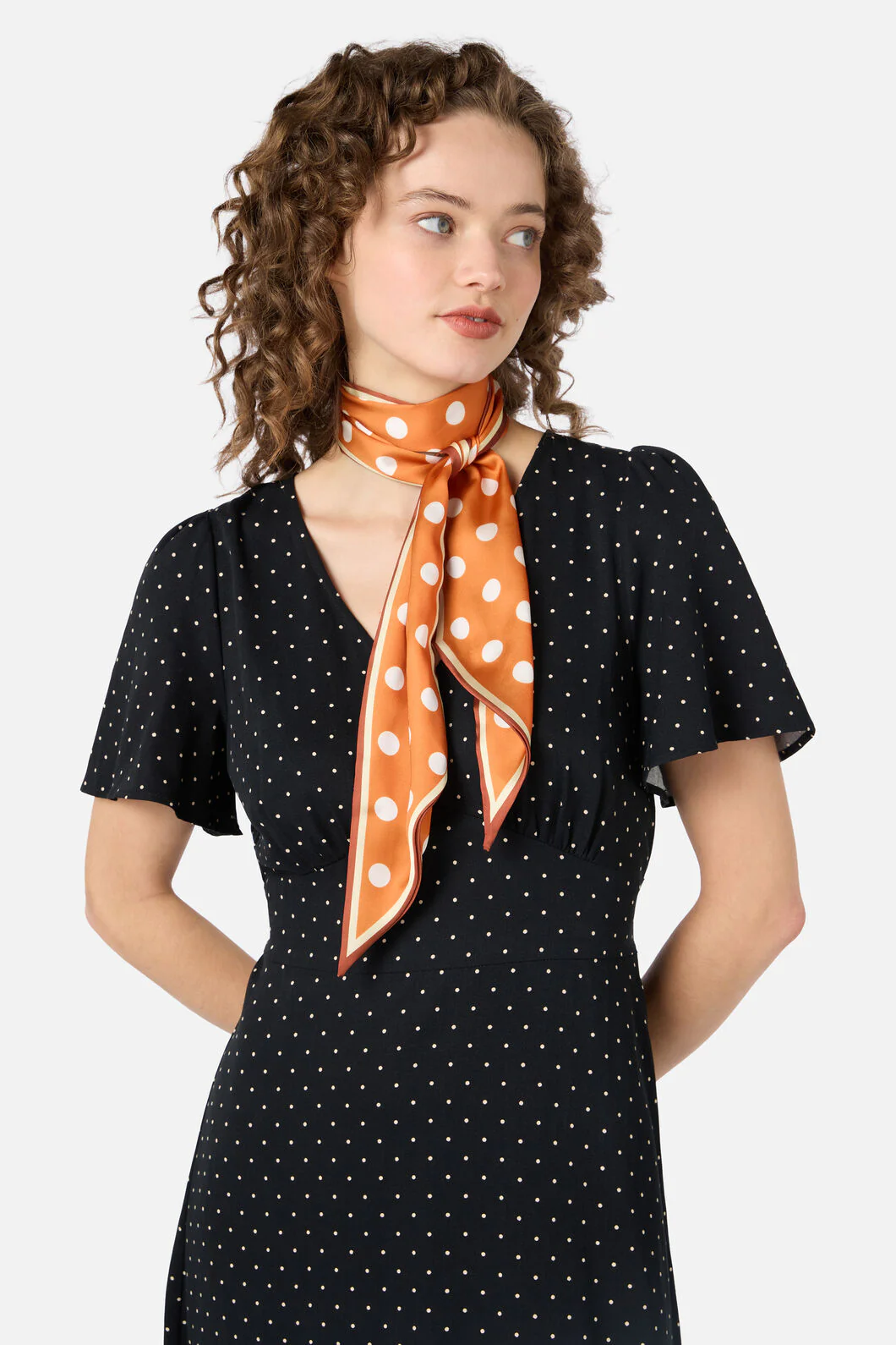 Narrow Spot Satin Scarf - Image 6
