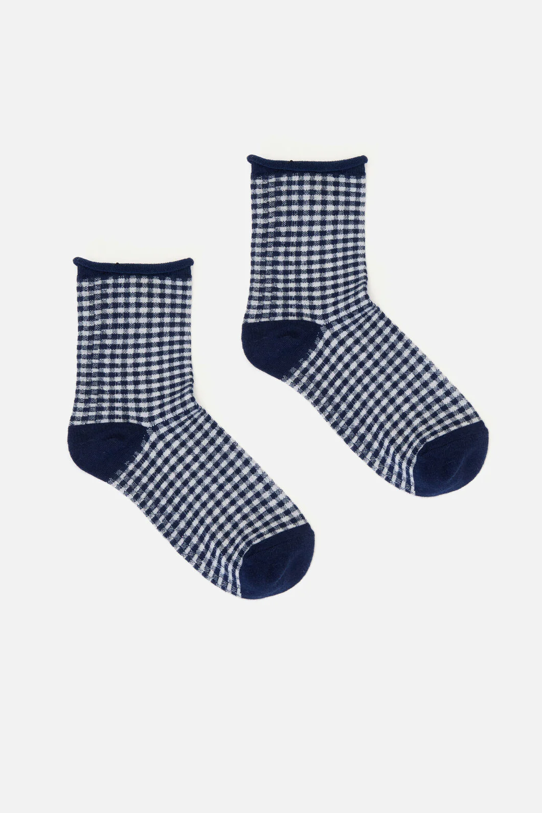 Navy Check Ankle Sock