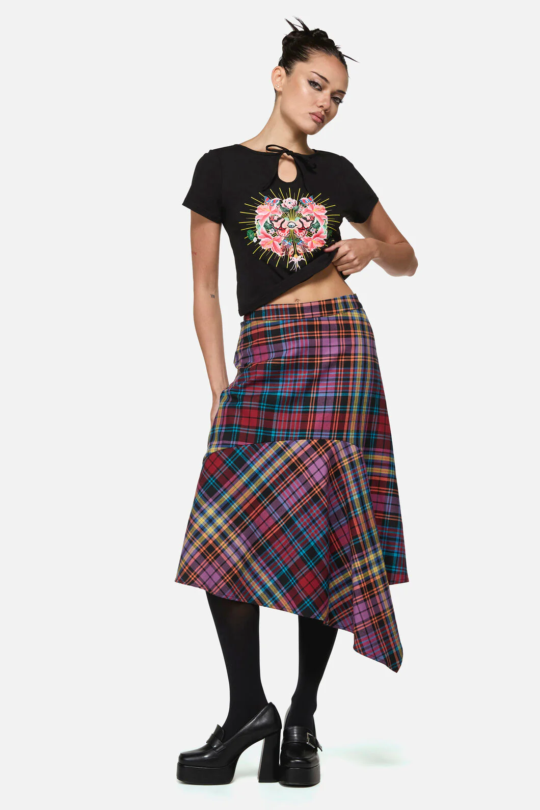Nightminds Tartan Midi Skirt