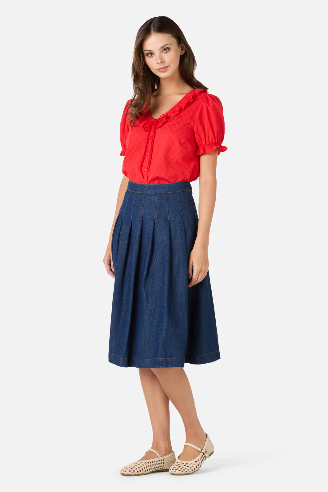 Oakley Pleat Midi Skirt - Image 3