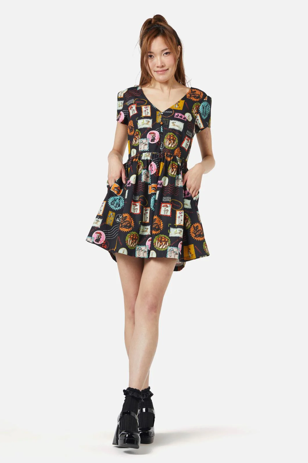 Old Postal Printed Dress - Image 4