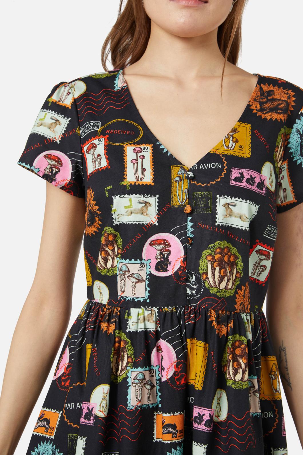Old Postal Printed Dress - Image 5