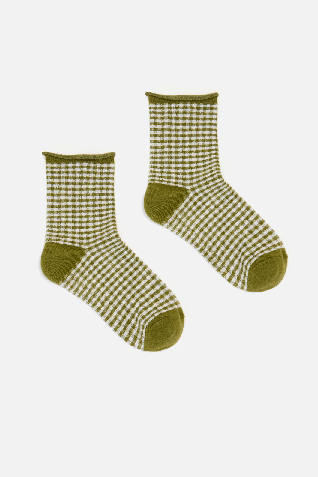 Olive Check Ankle Sock