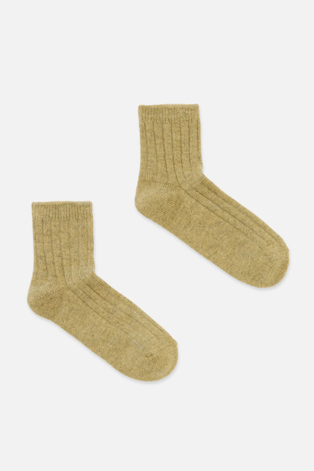 Olive Warm Wool Rib Socks