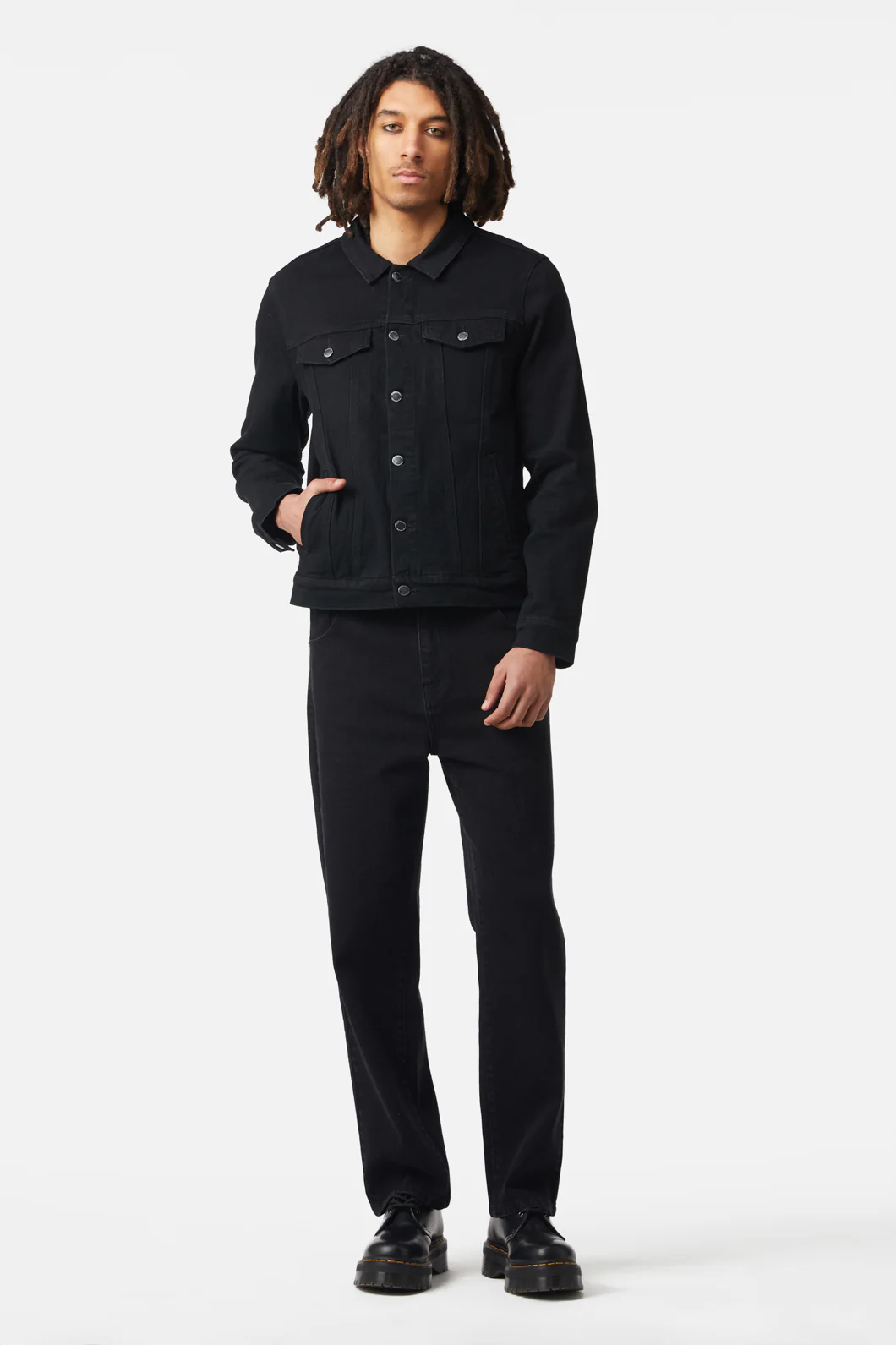 On Guard Back Print Denim Jacket - Image 4
