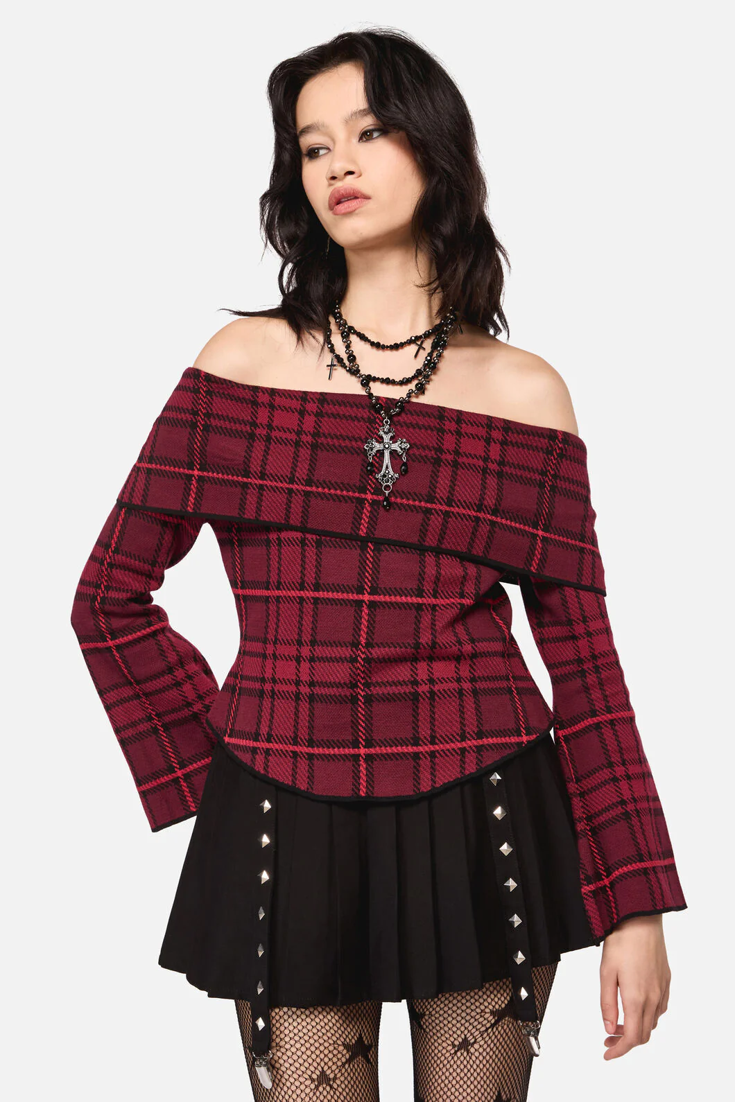 Over It Tartan Knit Top - Image 2