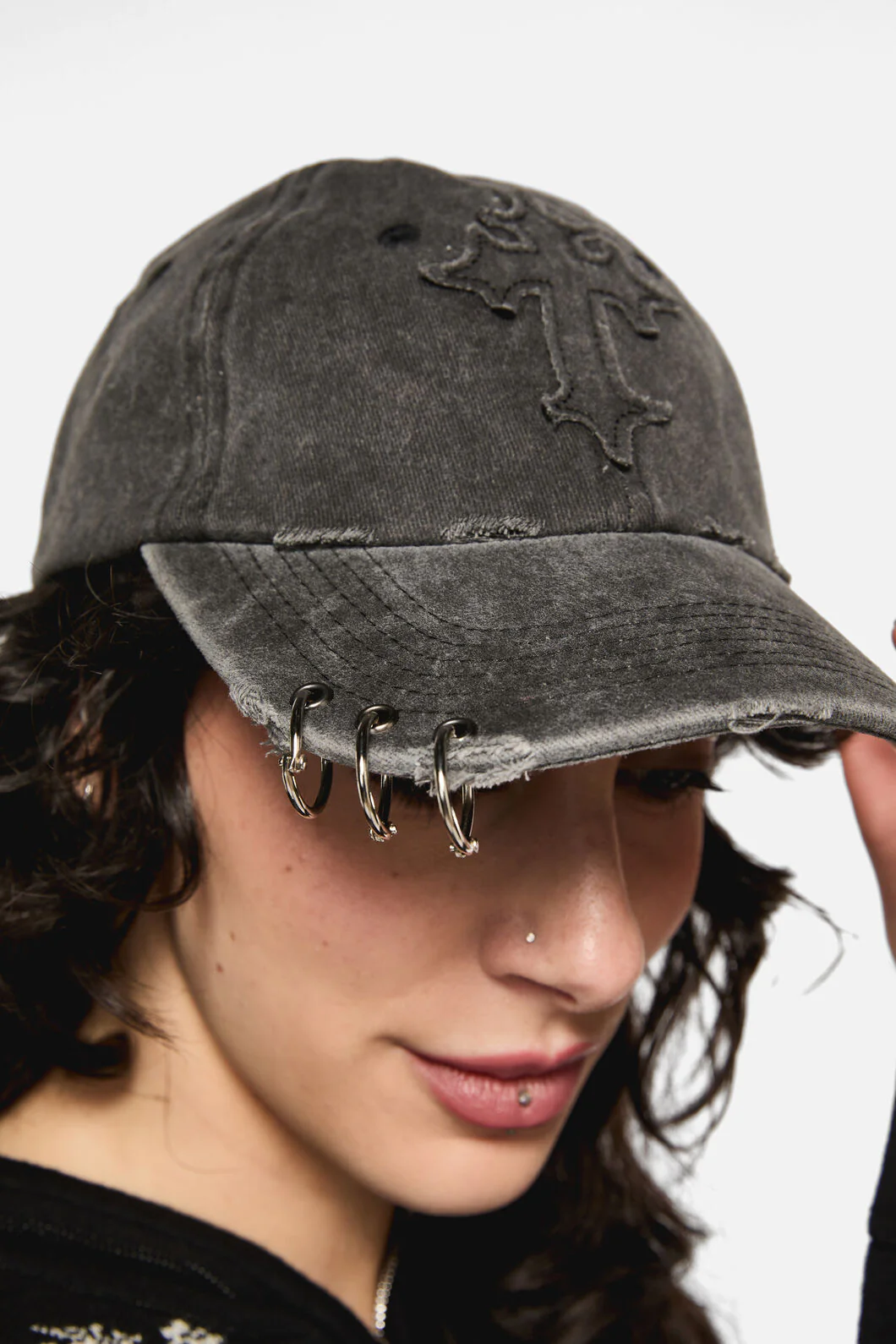 Pierced & Distressed Cross Cap - Image 3