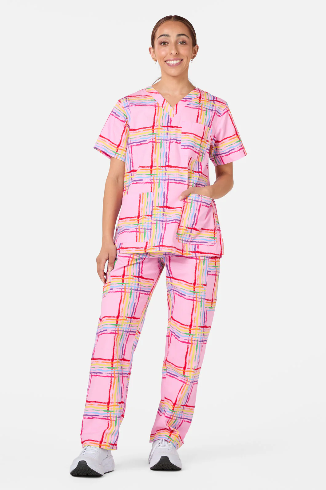 Pink Tartan Scrub Set - Image 2
