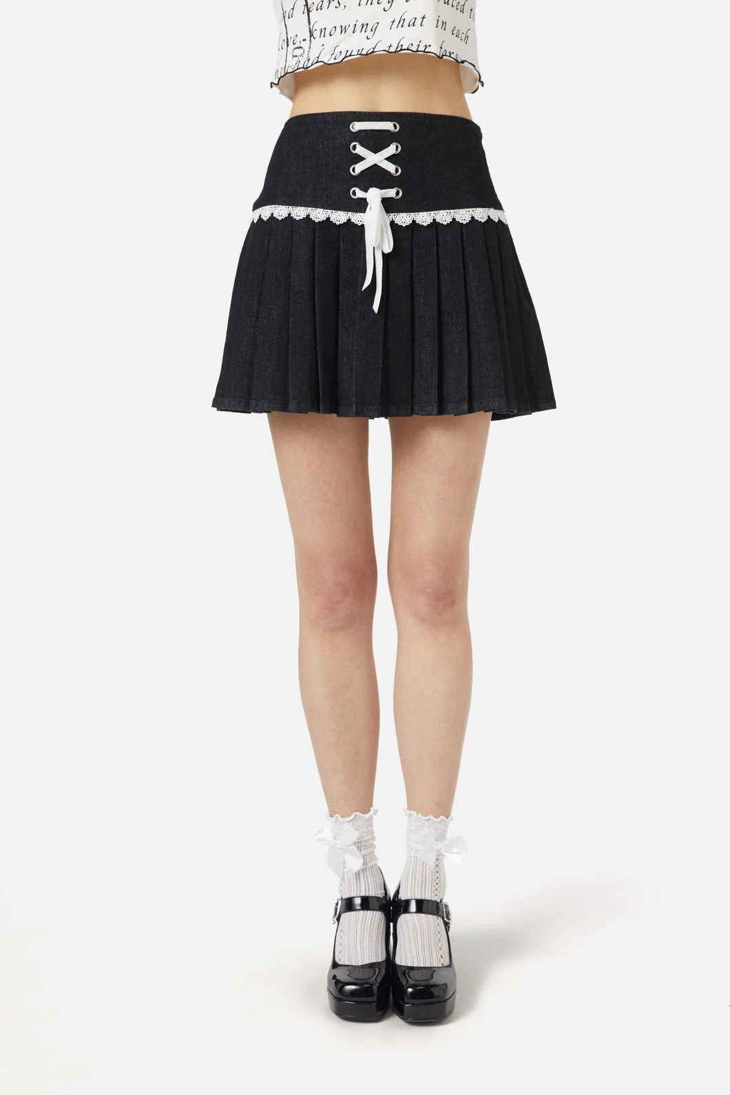 Pleated Denim Skirt - Image 2