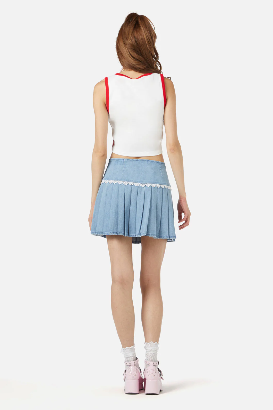 Pleated Denim Skirt - Image 8