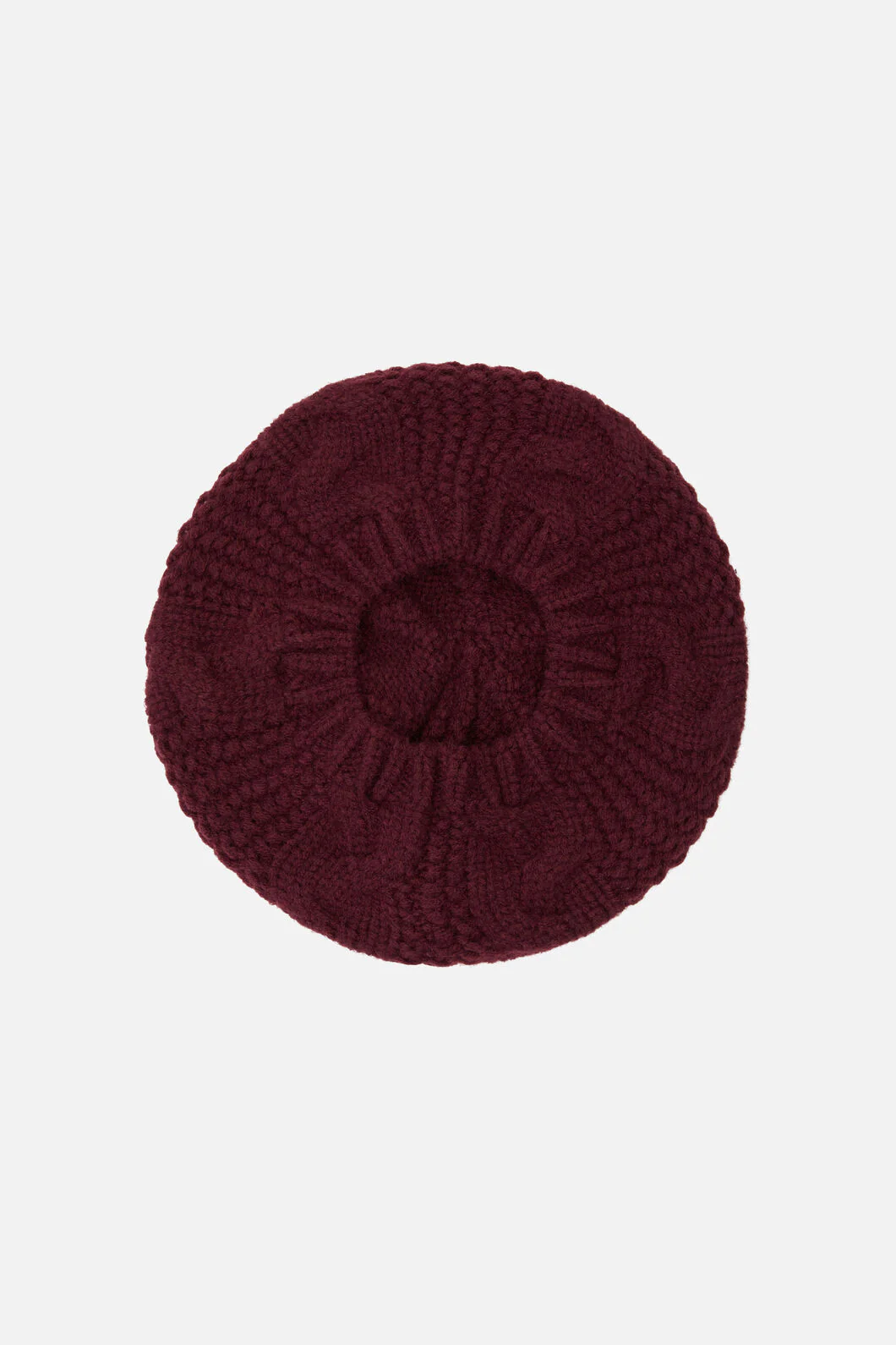 Plum Cable Knit Beret - Image 2
