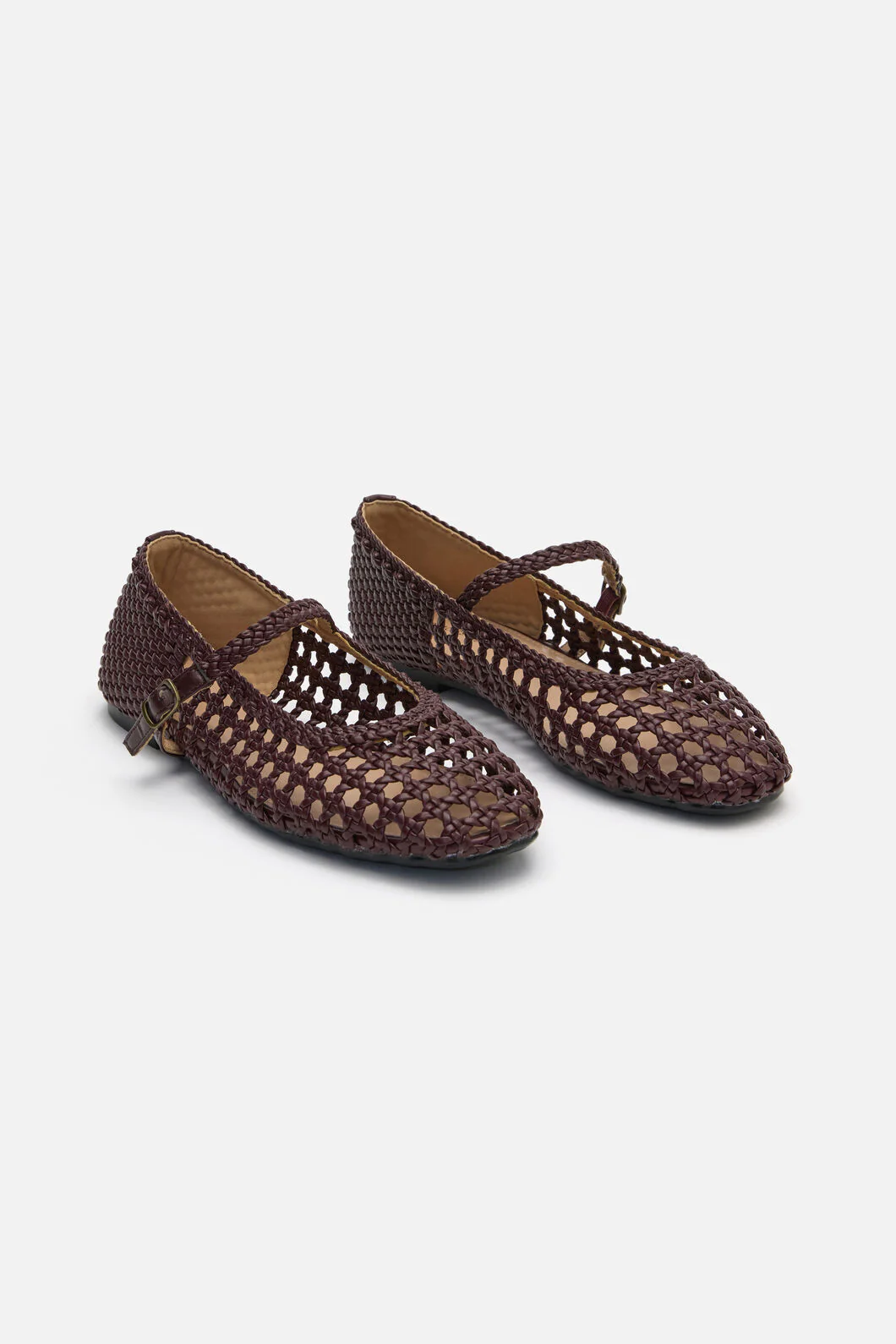 Plum Weave Flat Shoe