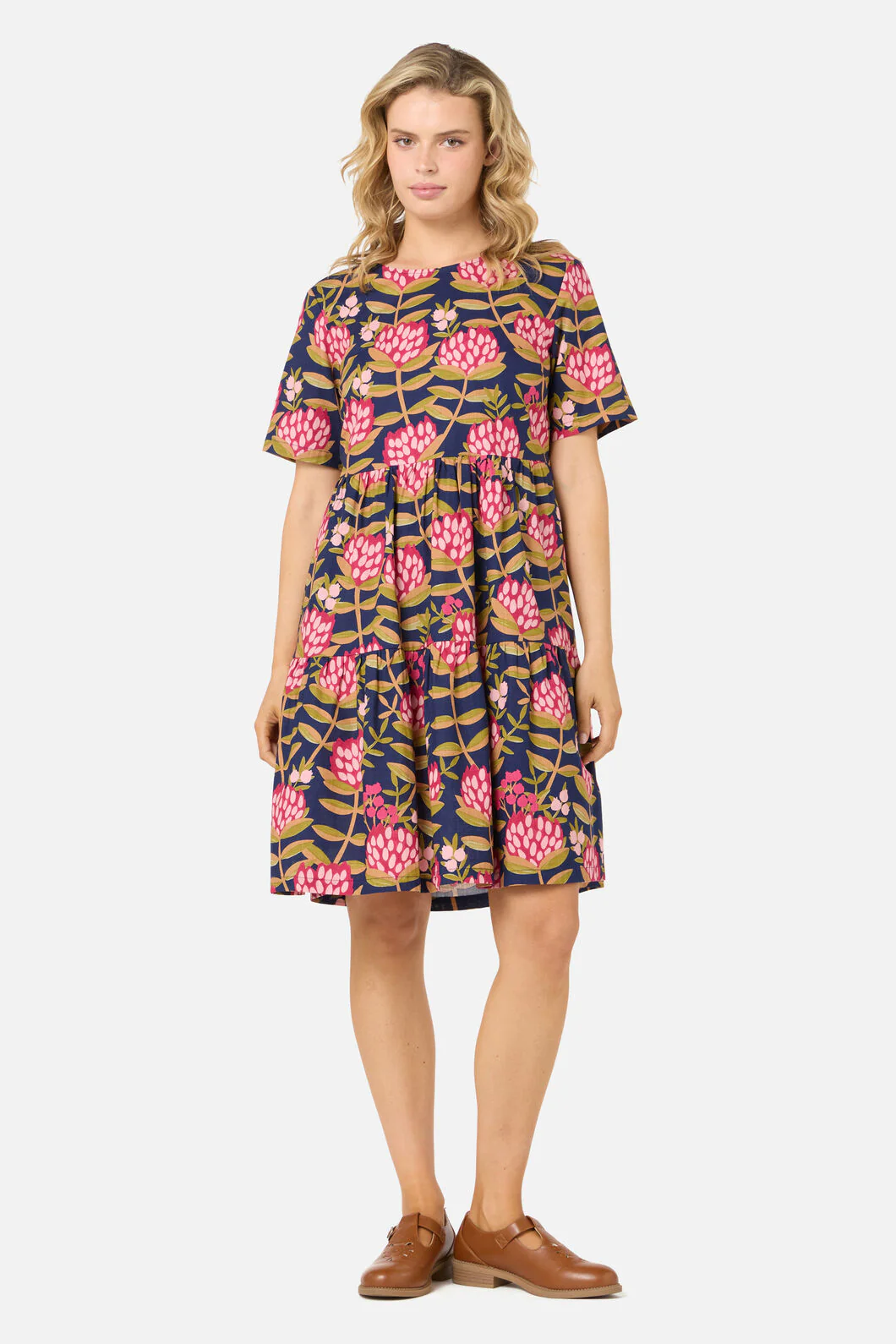 Protea Flower Smock Dress