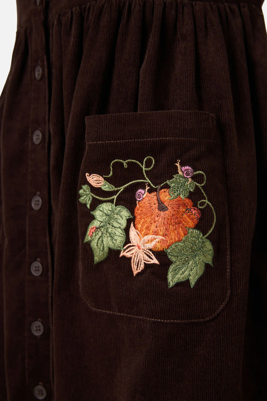 Pumpkin Embroidered Cord Dress - Image 6