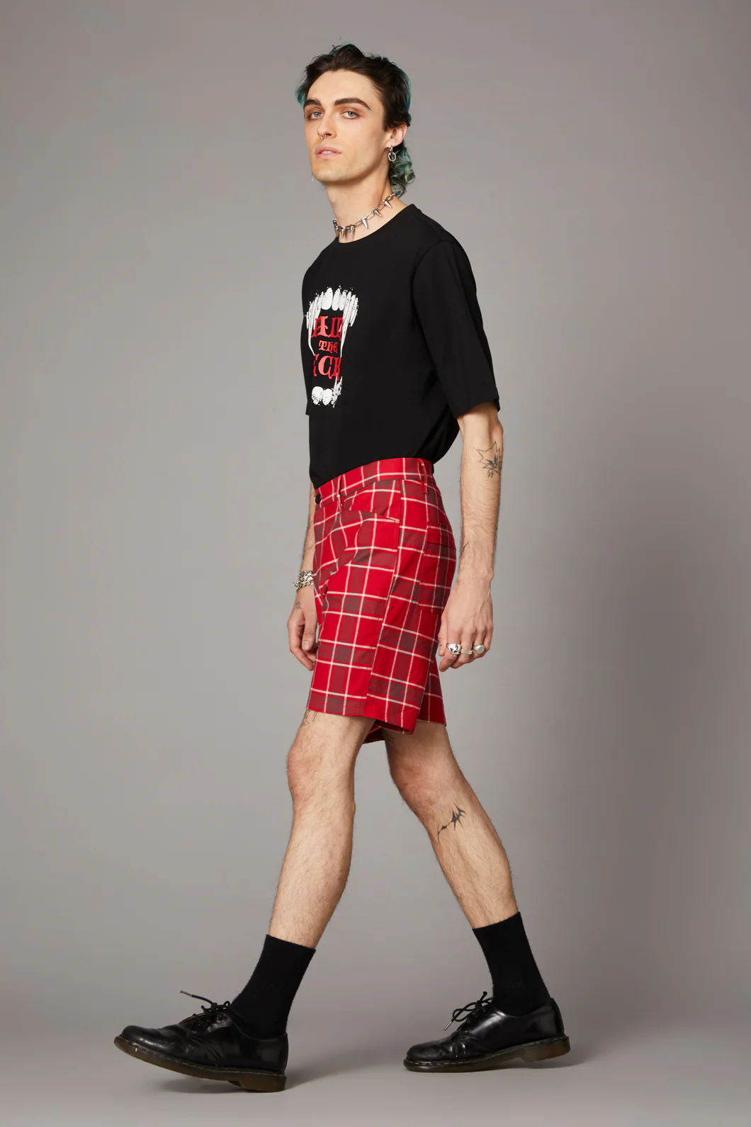 Punk Red Tartan Unisex Short - Image 3