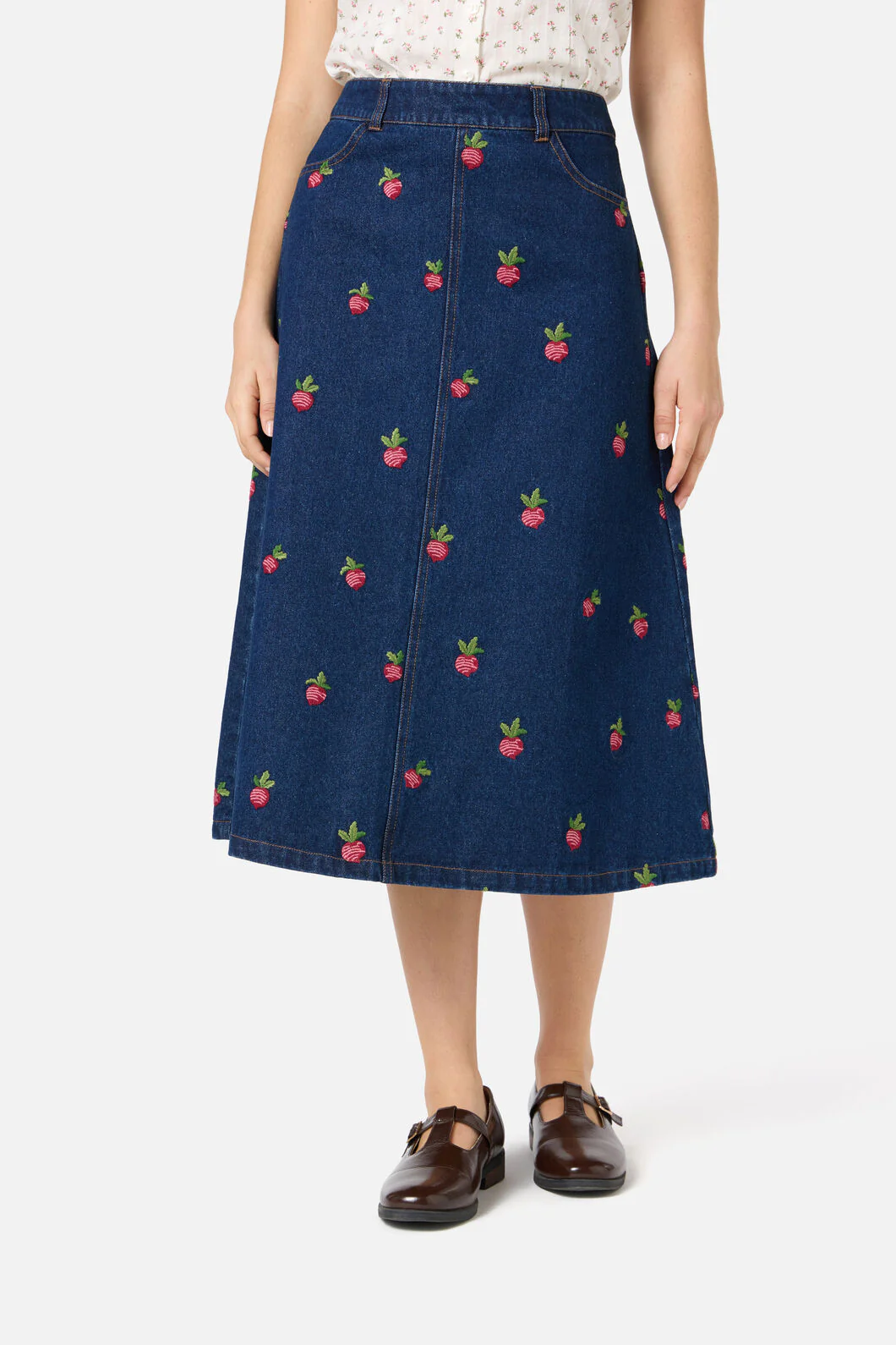 Radish Emb Denim Skirt - Image 4