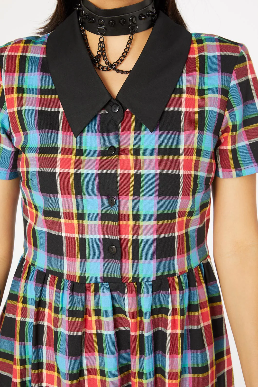 Rainbow Tartan Shirt Dress - Image 5
