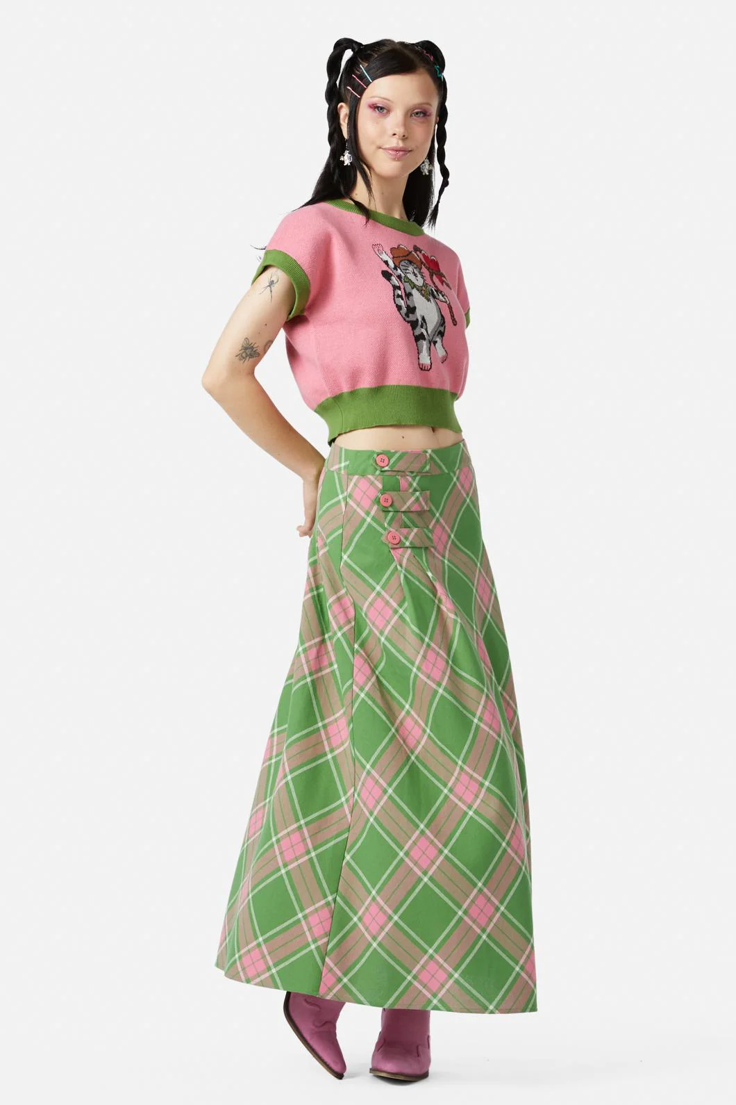 Ranch Tartan Midi Skirt - Image 3