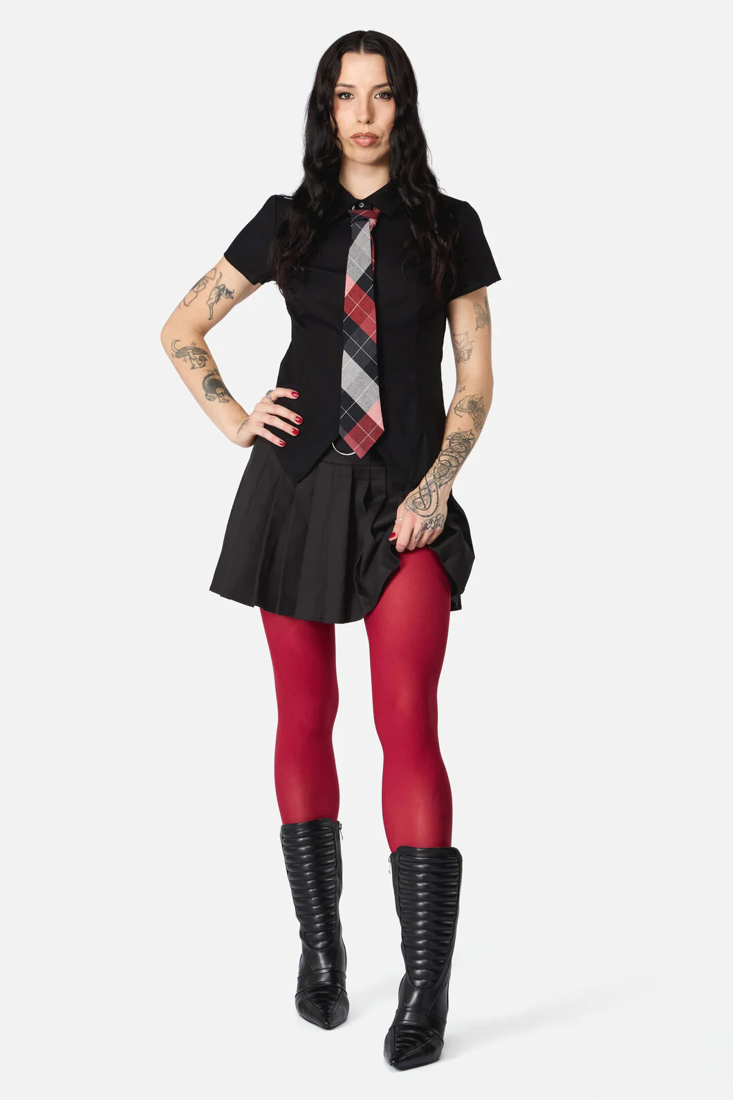 Red Plain Tights