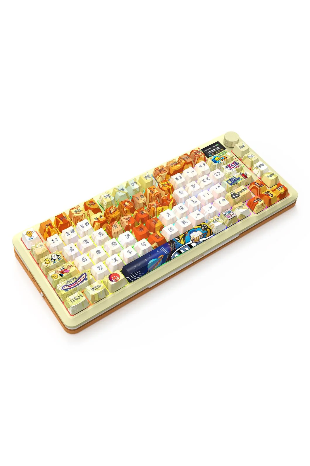 Redragon K708GF RGB Pro Fleact Yellow 75% LCD Gasket Wireless Mechanical Keyboard - Image 4