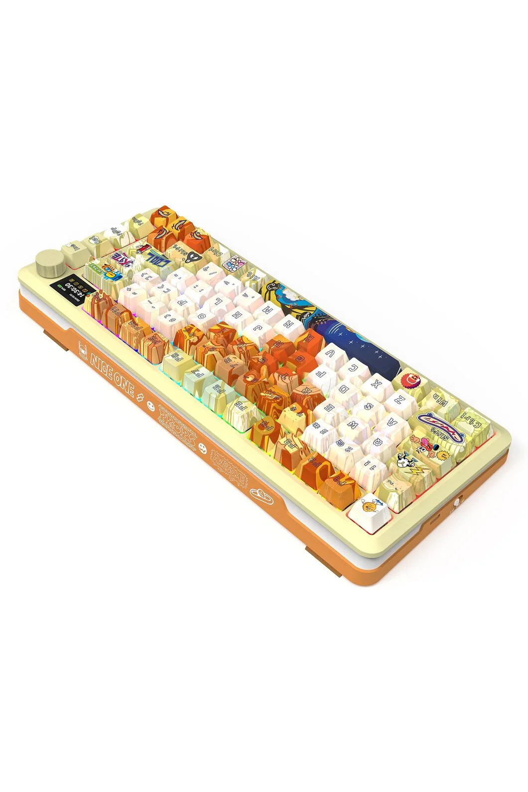 Redragon K708GF RGB Pro Fleact Yellow 75% LCD Gasket Wireless Mechanical Keyboard - Image 5