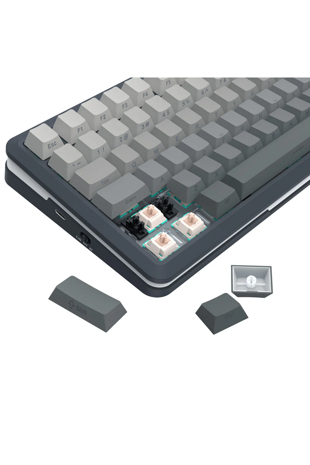 Redragon K708GG RGB Pro Fleact Charcoal 75% LCD Gasket Wireless Mechanical Keyboard - Image 8