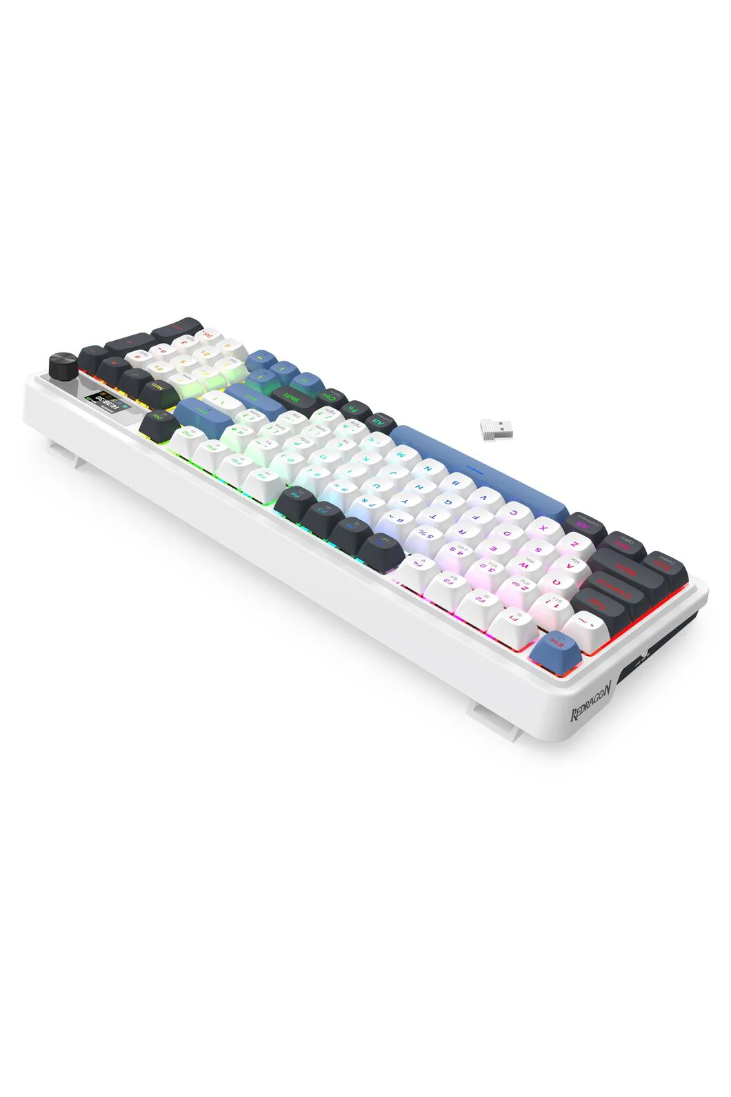 Redragon K719WGB RGB Pro Artemis Pro White LCD Gasket Wireless Mechanical Keyboard - Image 4